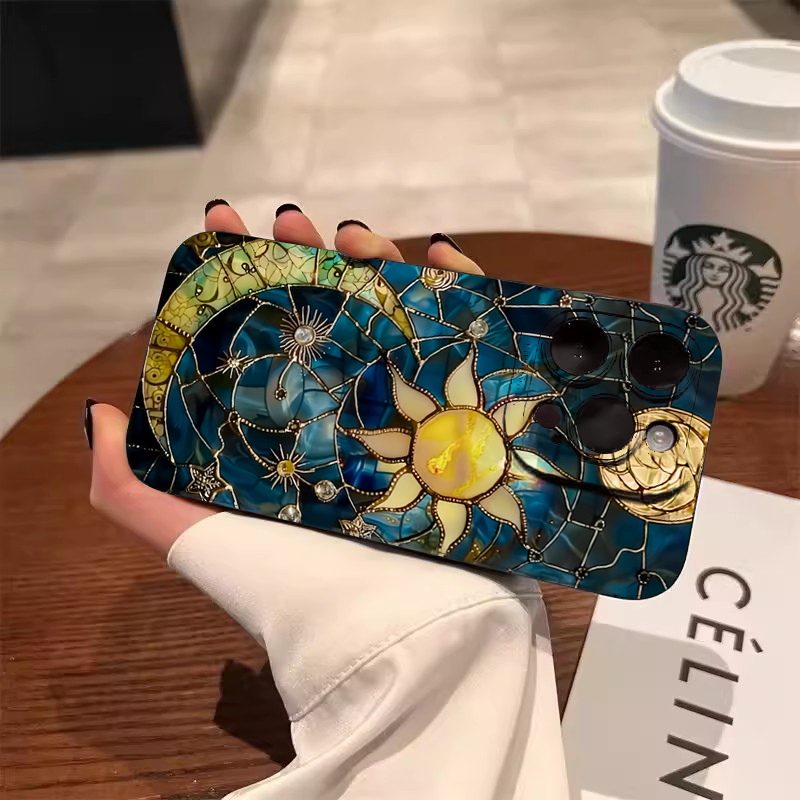 Esthetische zon-maan print tel - Samsung Galaxy A55 recensie en prijs